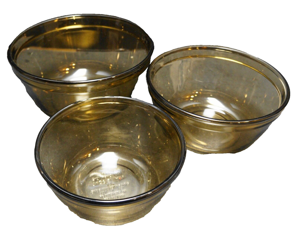 Anchor Hocking Dark Brown Amber Oven Basics Mixing Bowls Set of 3