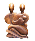 Indoneisan Wood Carving Family Love Figurine Novica 8"