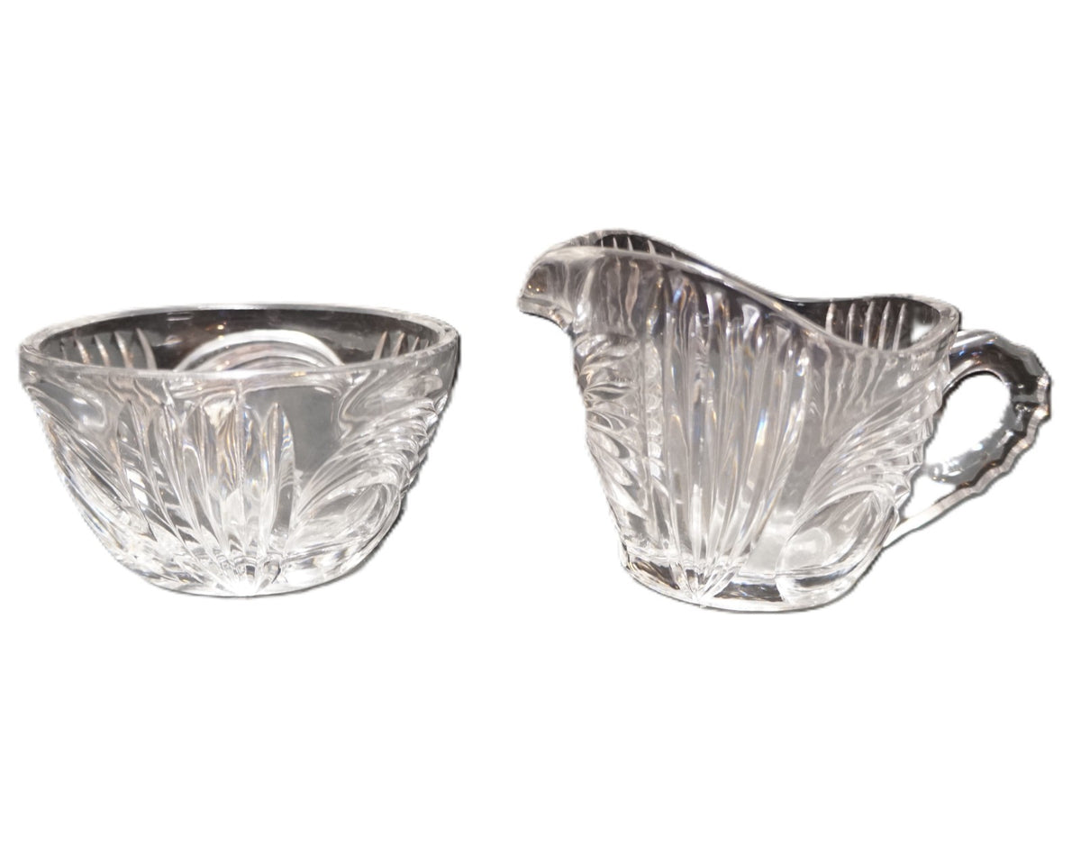 Princess House Swirls and Dots 475 Lead Crystal Cream Sugar Tray Set