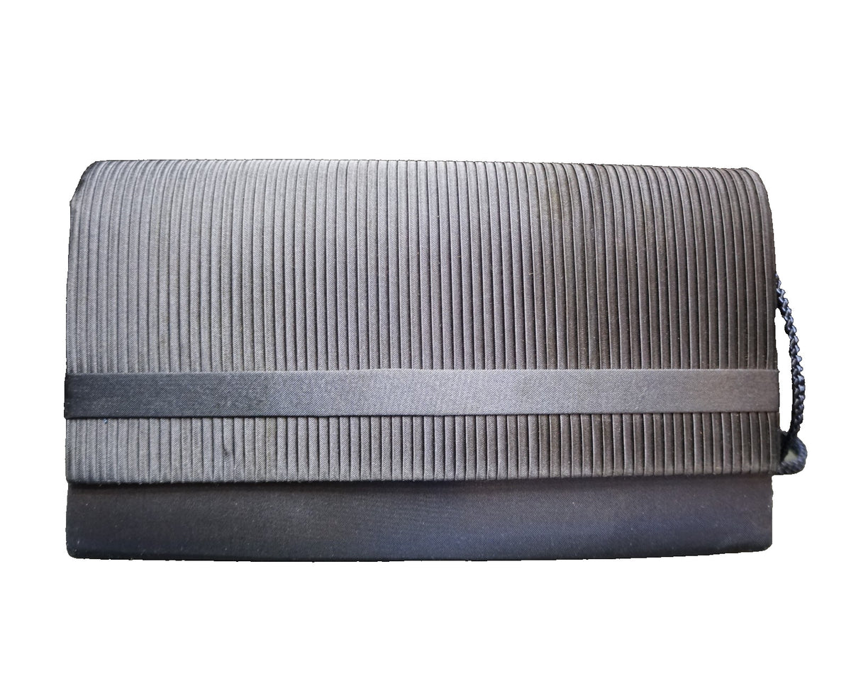 La Regale Midnight Blue Pleated Satin Evening Bag Clutch Purse