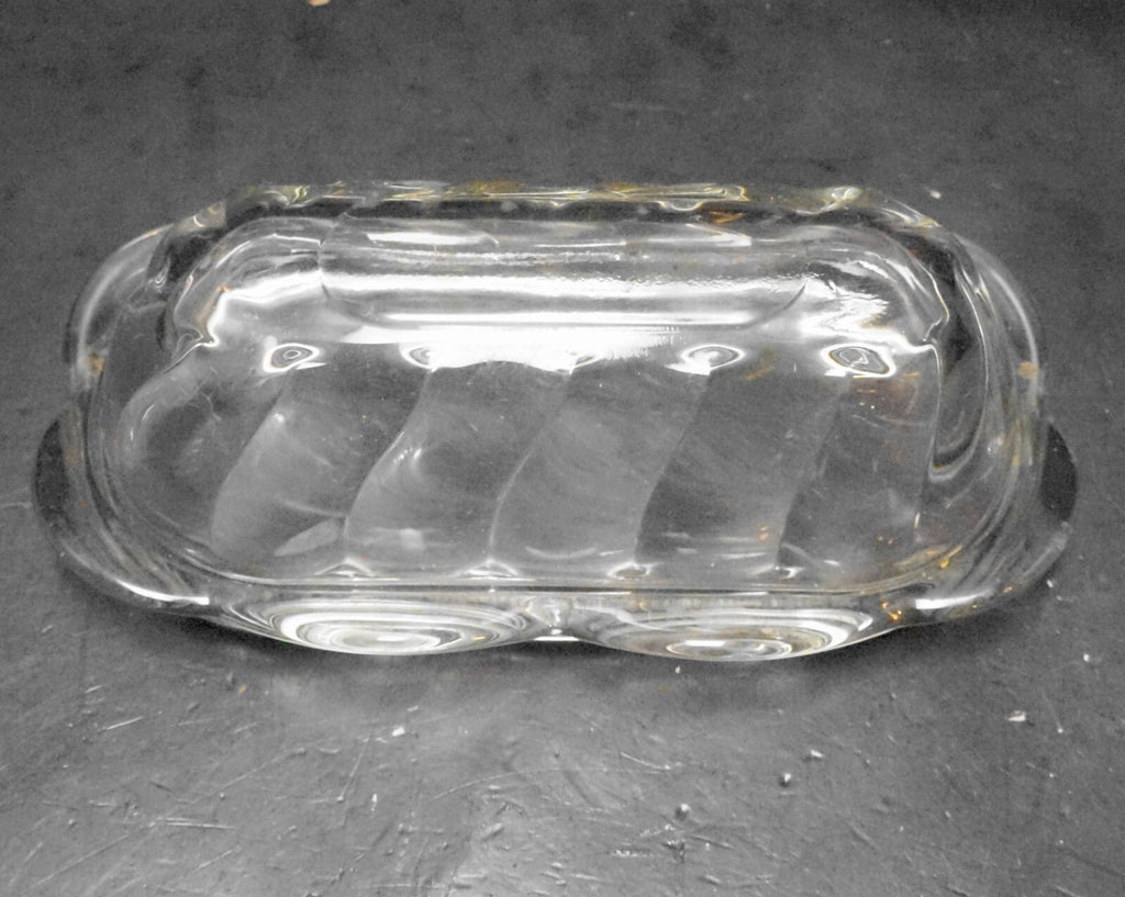 Anchor Hocking Victoria Clear Optic Swirl Butter Dish
