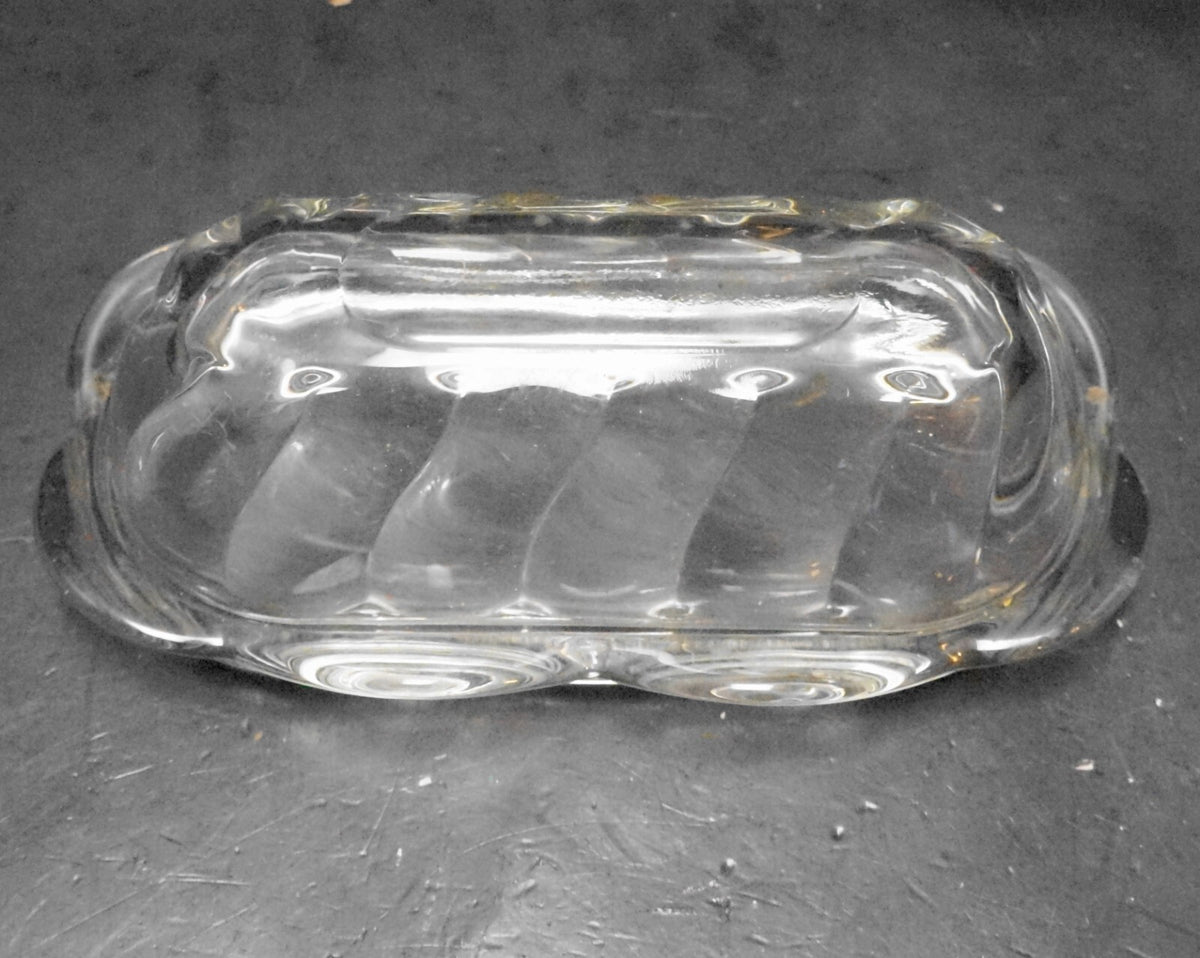 Anchor Hocking Victoria Clear Optic Swirl Butter Dish