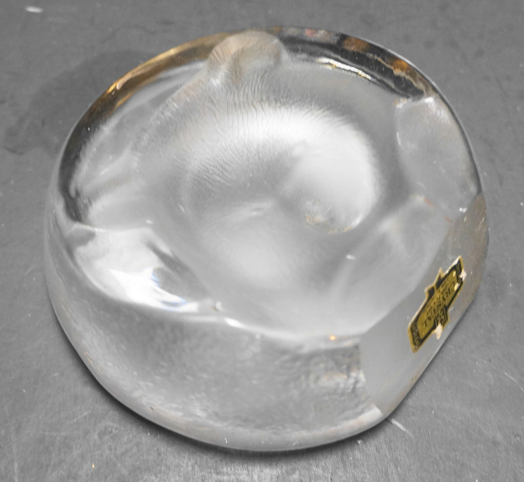 Zajecar Crystal Paperweight Cut Frosted Intaglio Bear Head