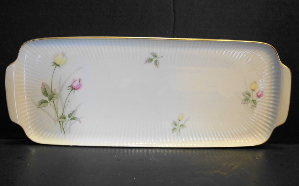 Thomas Germany 2031 Porcelain Tray Pink Yellow Roses King Cake Plate Rectangle