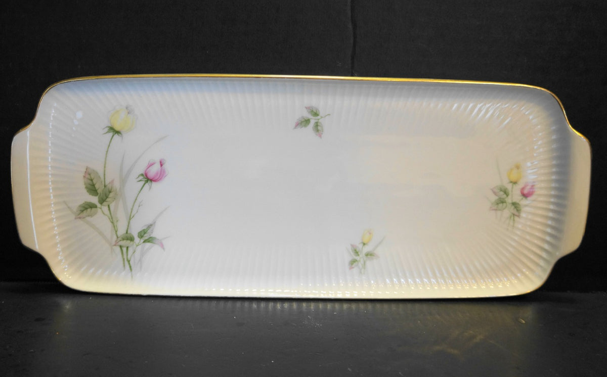 Thomas Germany 2031 Porcelain Tray Pink Yellow Roses King Cake Plate Rectangle