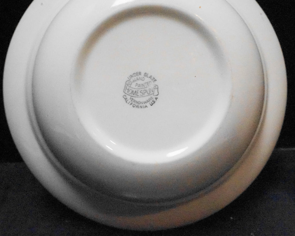 Vernon Ware Homespun Green Orange Yellow Plaid Serving Bowl