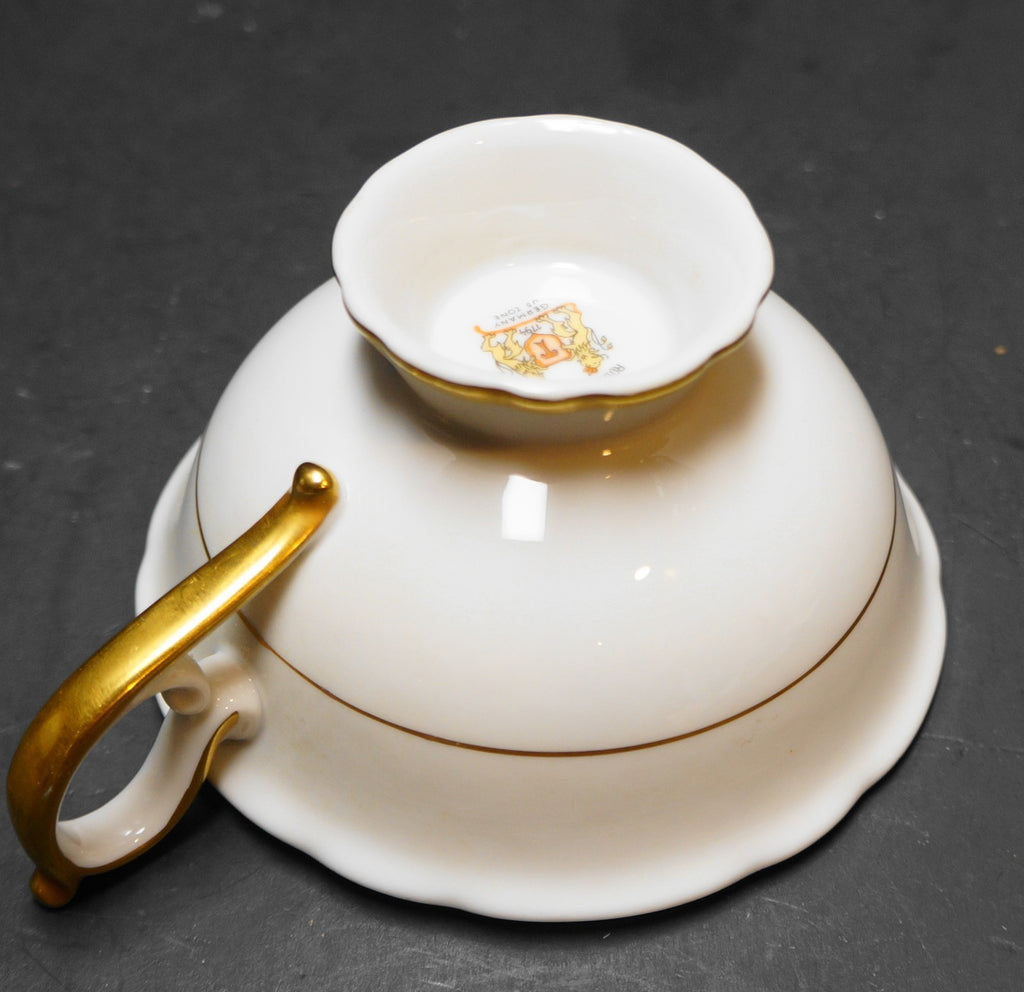 Royal Bayreuth Black White Gold Floral Teacup US Zone