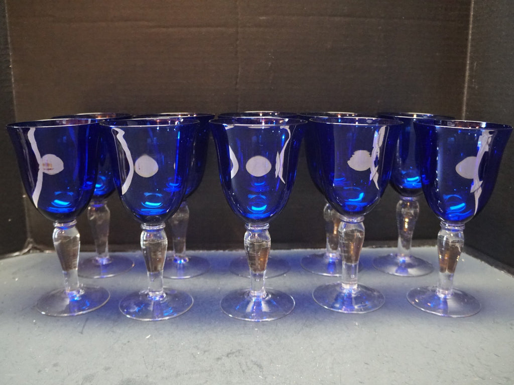 SOLD Gibson Colonial Cobalt Blue Water Goblets Set of 10