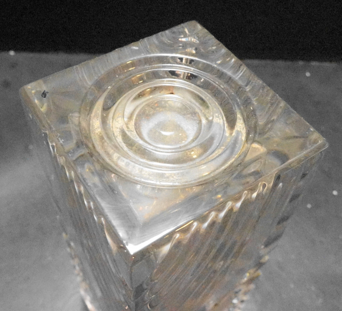 Mikasa Crystal Germany Square Tall Vase Sculpted Waves 9 IN