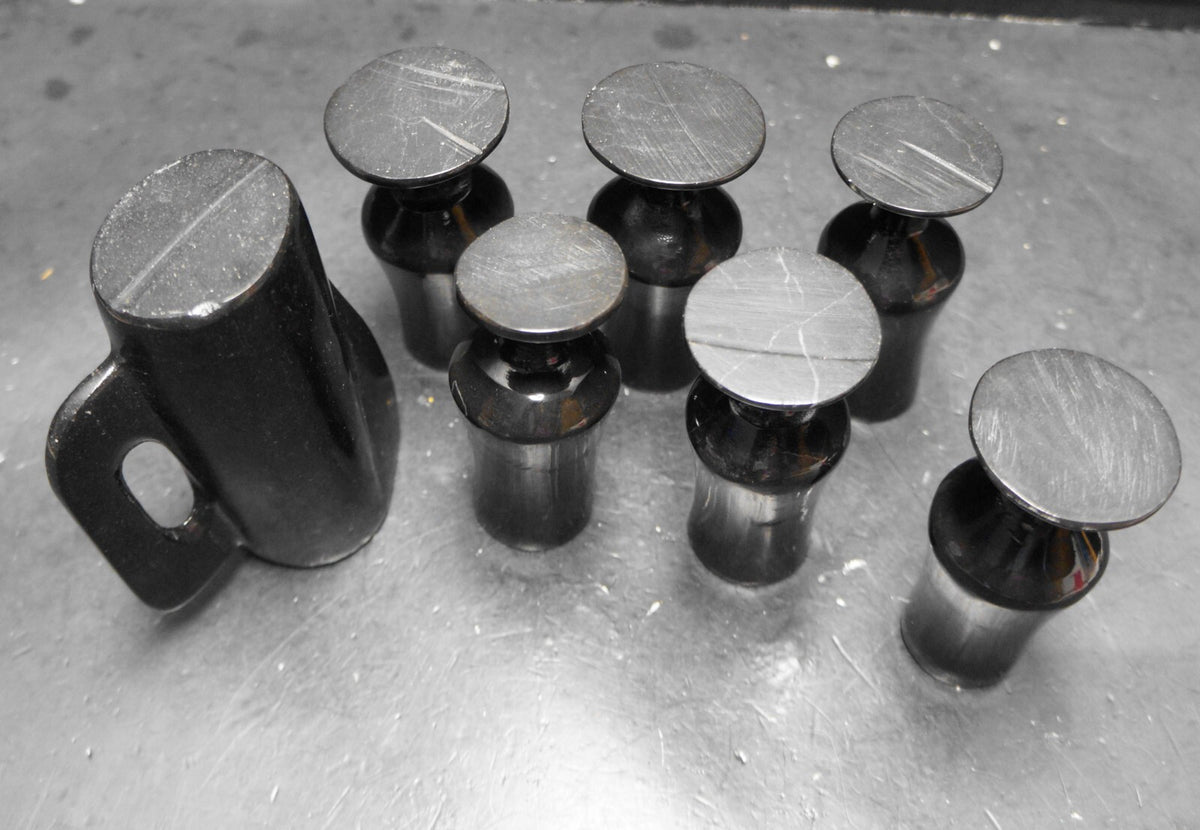 Carved Black Onyx Stone Mini Pitcher Shot Glasses Set 7 Pieces