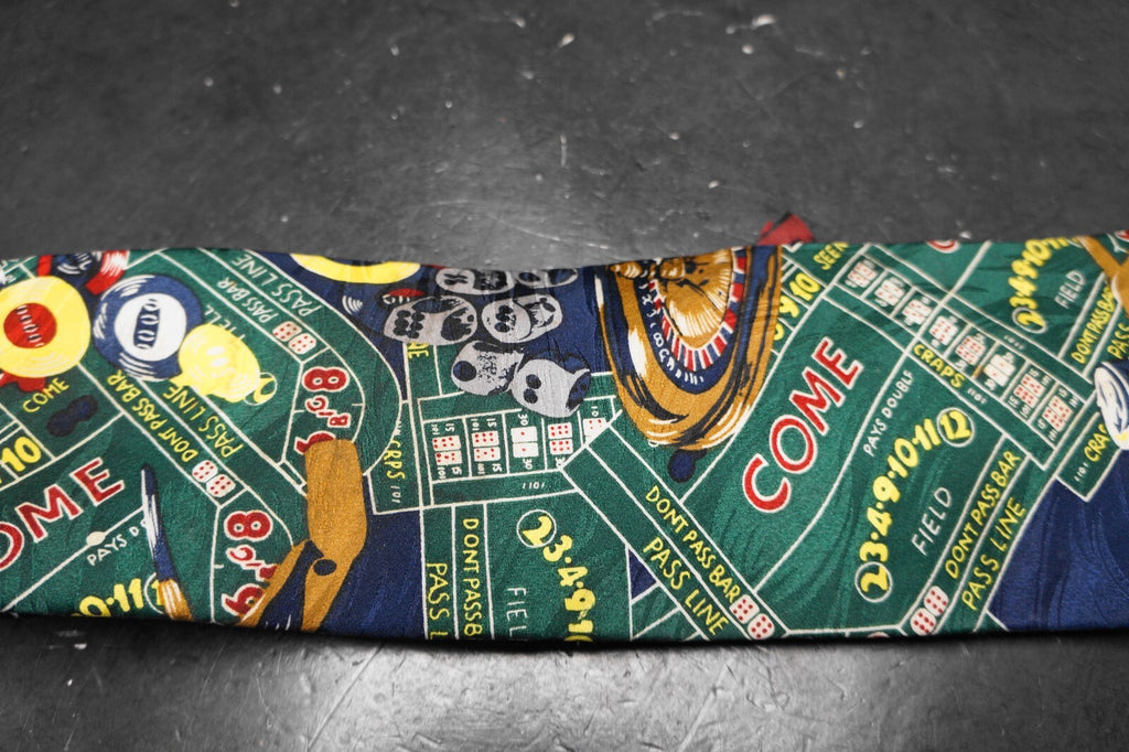 Sabatini Novelty Silk Tie Casino Print Roulette Wheel Chips