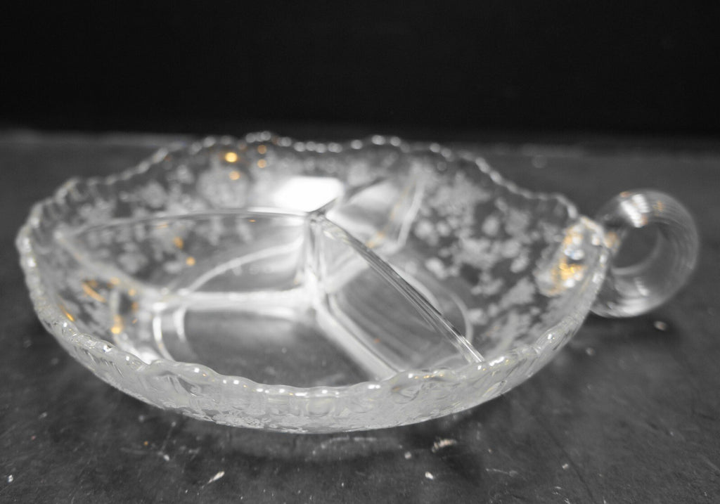 Cambridge Rose Point 3 Part Divided Relish Nappy Bowl