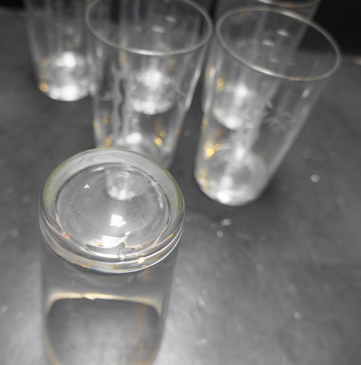 Noritake Sasaki Crystal Bamboo Cut Highball Tumblers 5 IN Set of 5