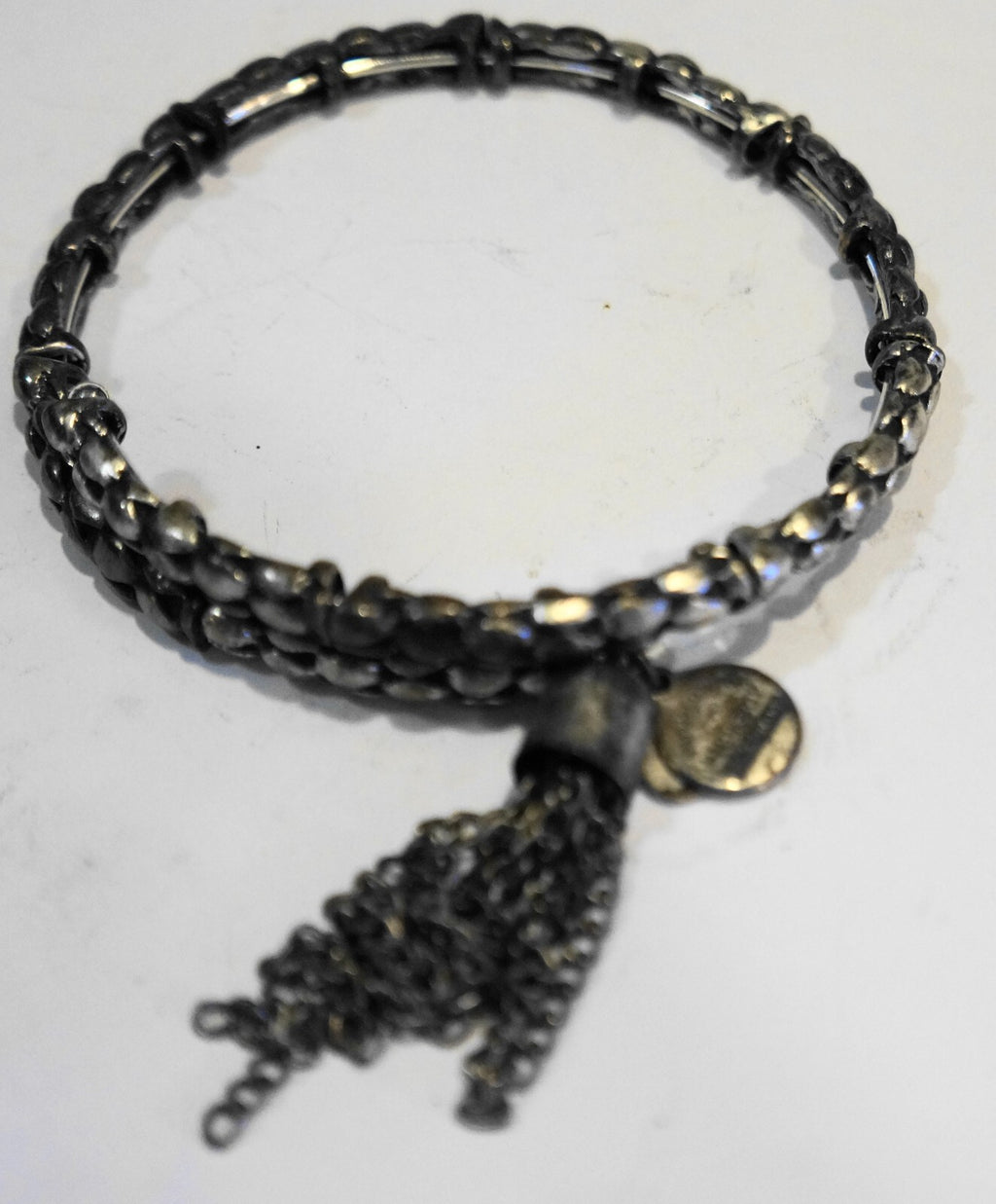 Alex and Ani Vintage Sixty-Six Silverplate Wrap Bracelet Tassel