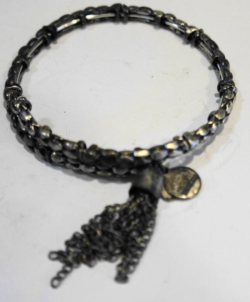 Alex and Ani Vintage Sixty-Six Silverplate Wrap Bracelet Tassel