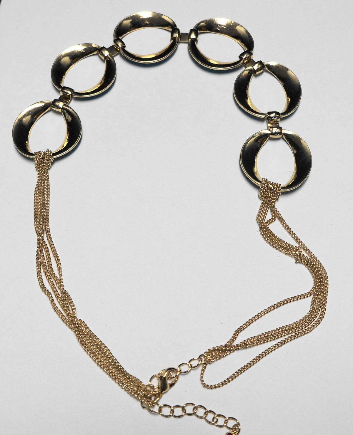 Turquoise Sky Blue Enamel Gold Tone Links Necklace