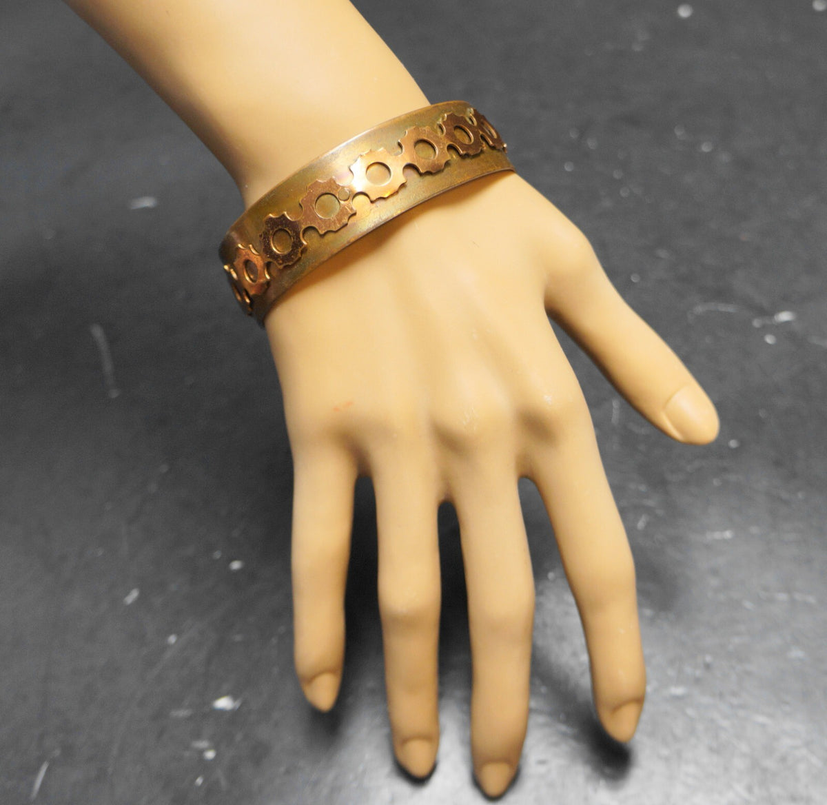 Copper Cuff Bracelet Appllied Gear Decoration