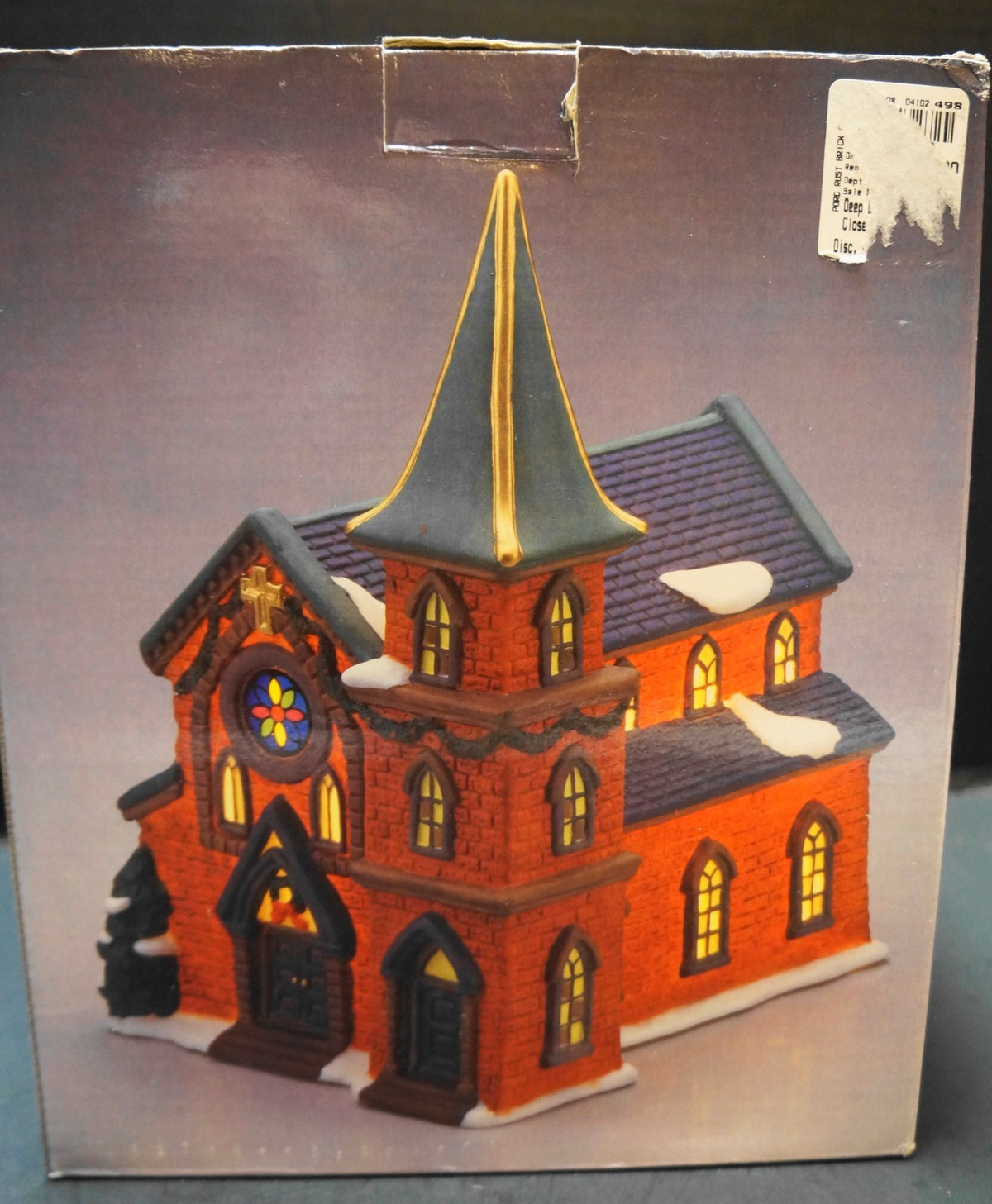 Galleria Red Brick Fine Porcelain Hand Painted Church Christmas Village Lamp