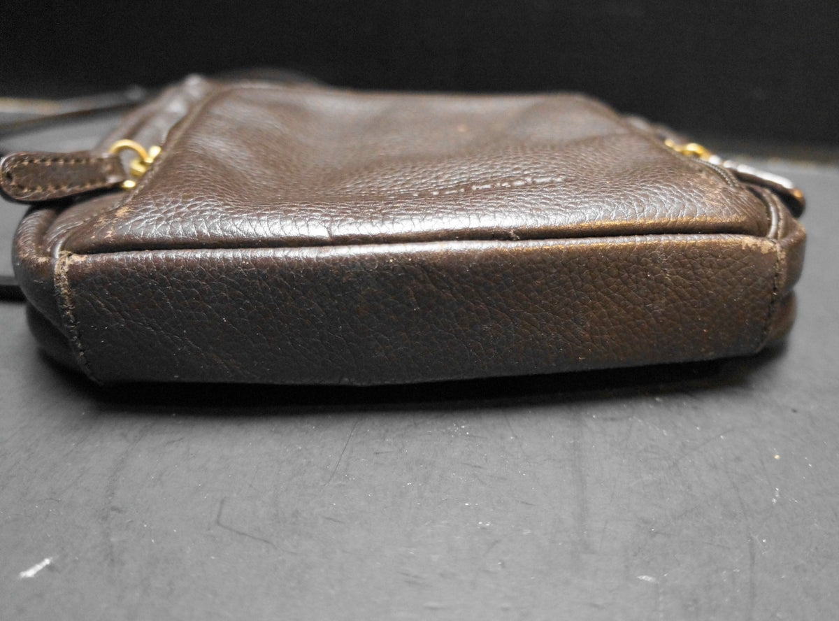 Stone Mountain Dark Brown Pebbled Leahter Small Crossbody Purse