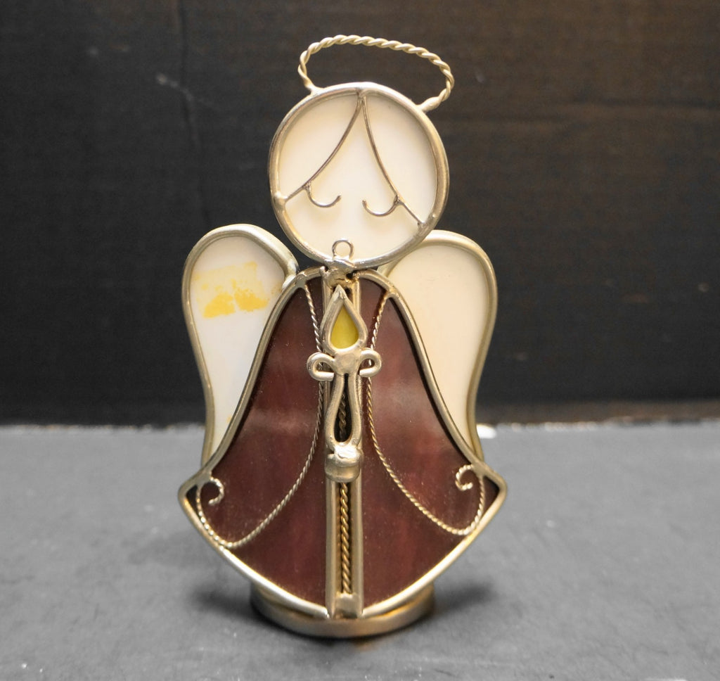 White Purple Stained Glass Angel