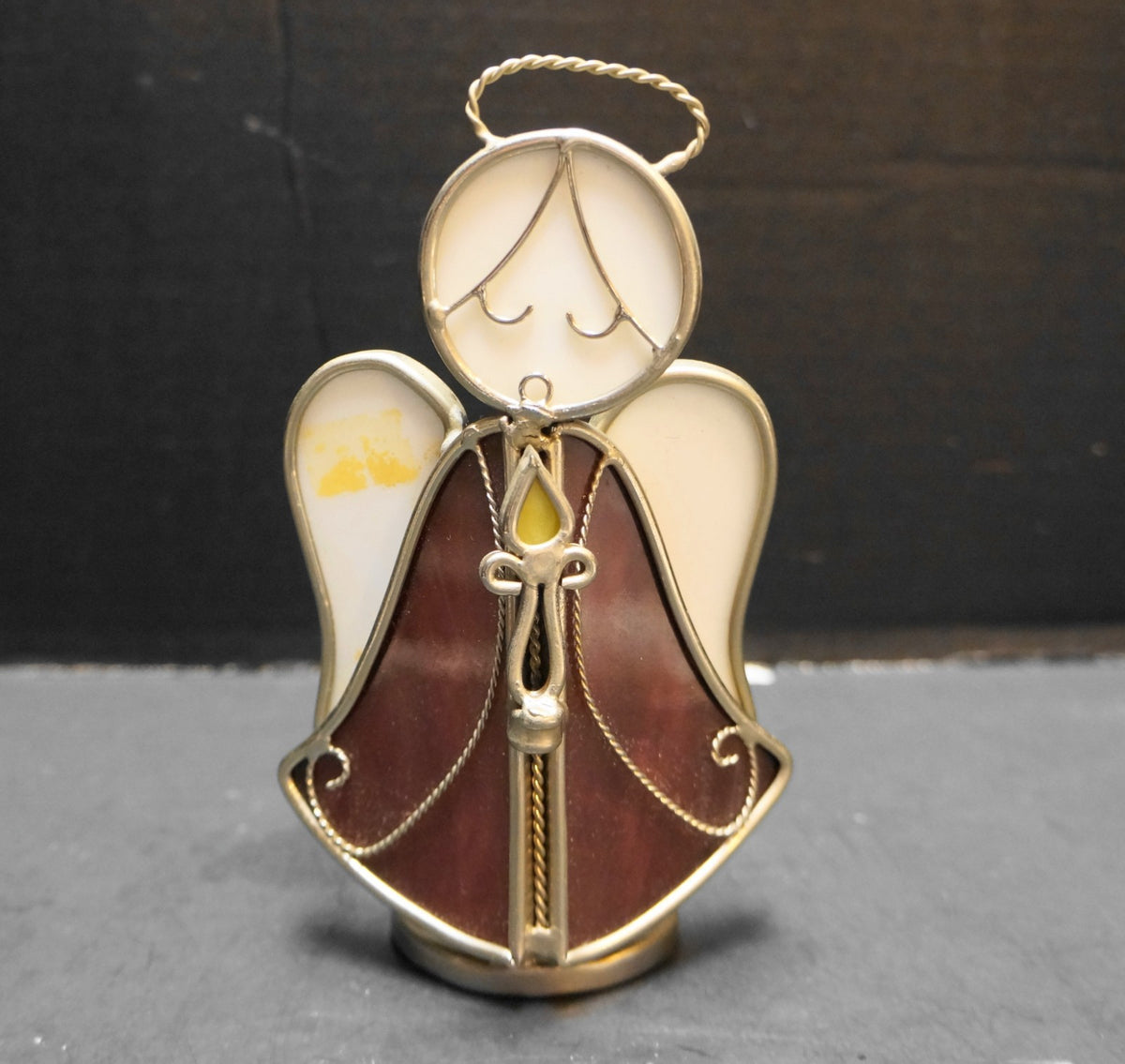 White Purple Stained Glass Angel