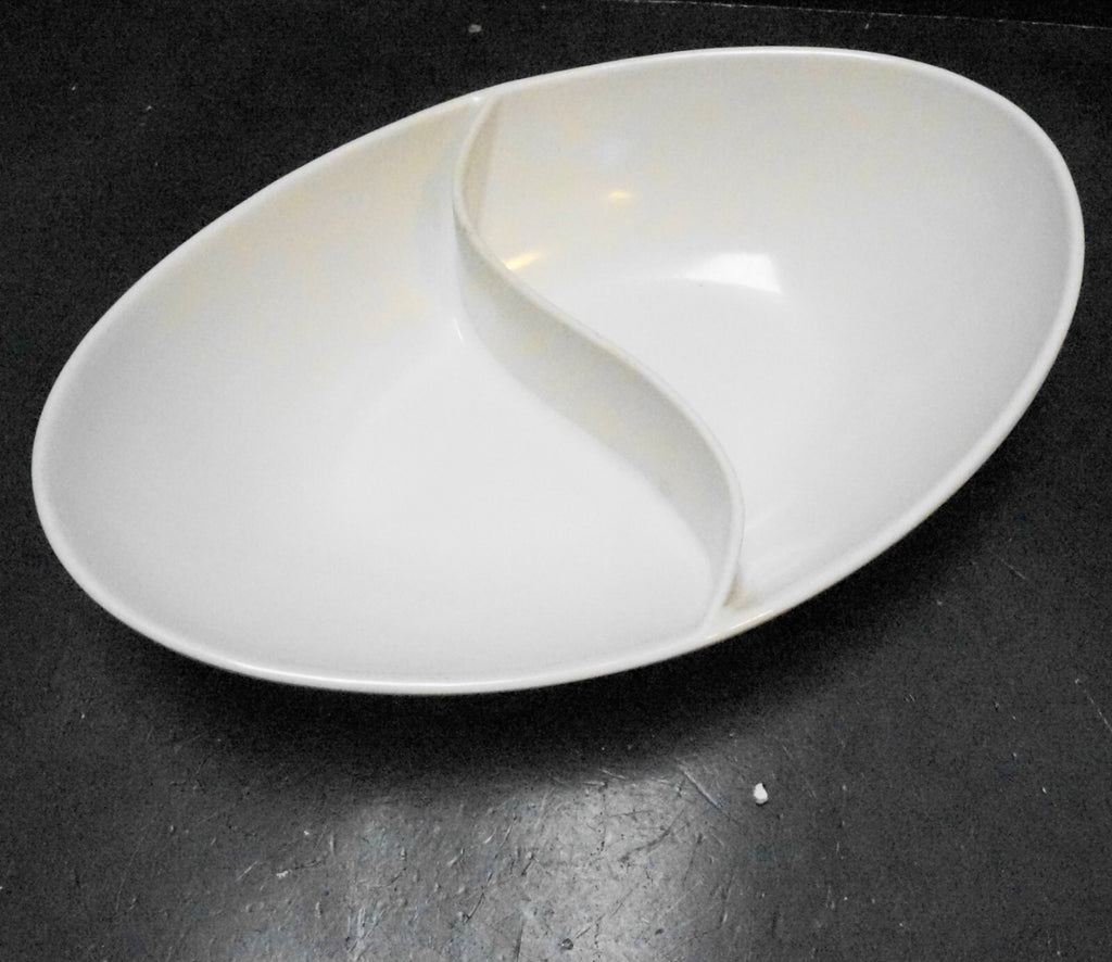 Spaulding Ware Chicago Melamine Melmac White Divided Oval Bowl