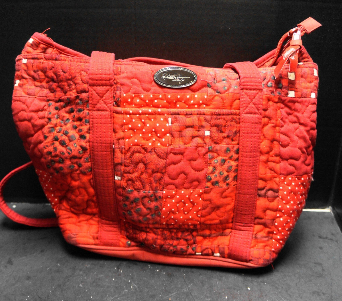 Donna Sharp Ruby Red Patchwork Quilted Tote Bag Purse