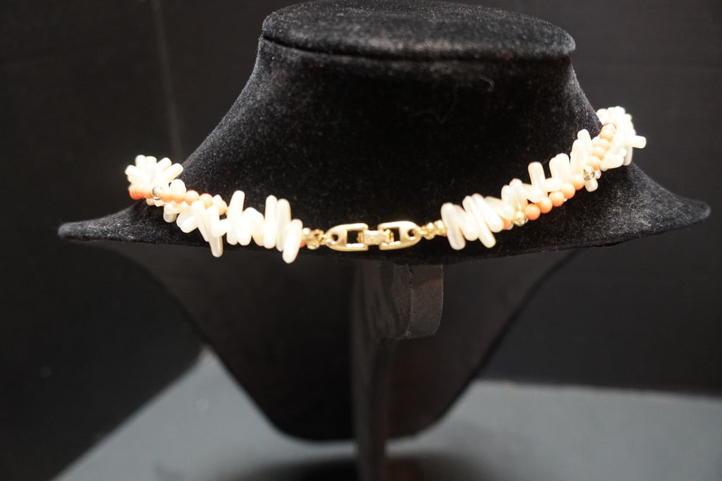 Napier Faux Coral Faux Pearl Torsade Necklace
