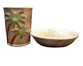 Palm Tree Ceramic Bathroom Set Tumbler Soap Dish Toothbrush Holder