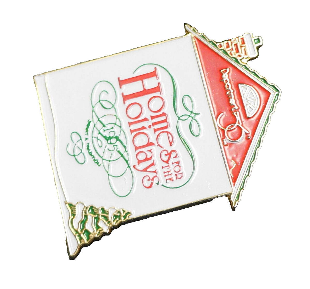 Vintage 1995 HOME FOR THE HOLIDAYS DEPARTMENT 56 LOGO GOLD TONE ENAMEL PIN