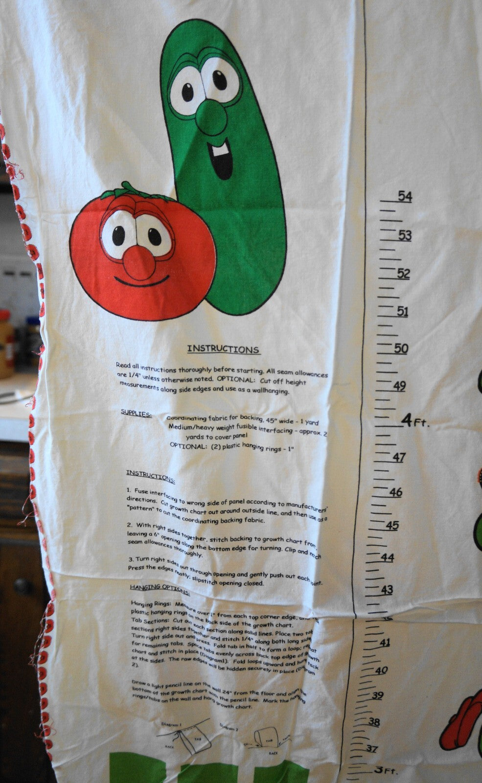VeggieTales Growing Up WIth Bob and Larry Growth Chart Fabric Panel