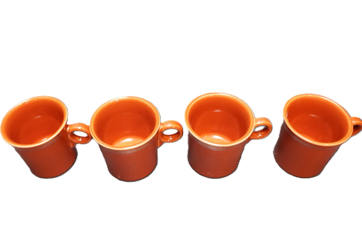 Fiesta Paprika Ring Handle Coffee Mugs Set of 6 Homer Laughlin