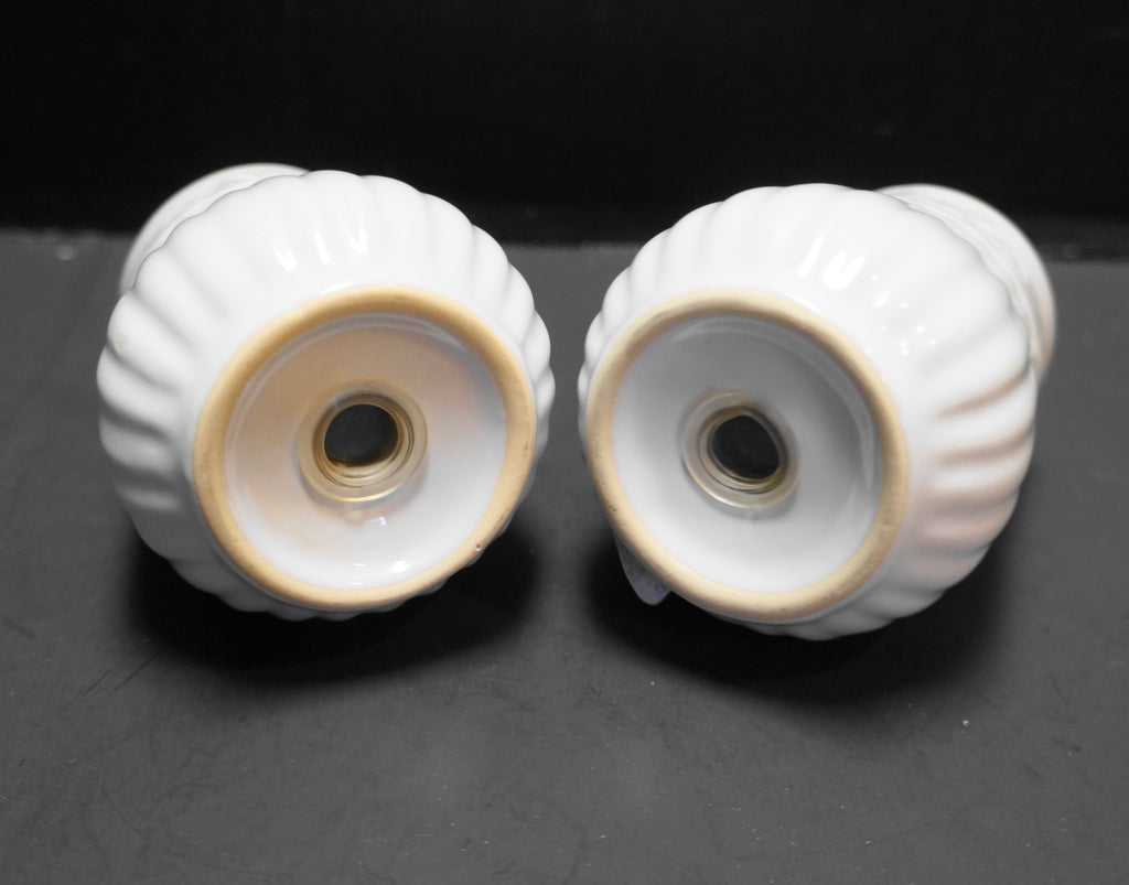 Gibson Claremont White Embossed Scrolls Columns Ribs Salt Pepper Shakers