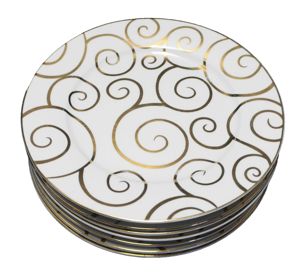 Pier 1 Gold Swirl Salad Plates Set of 7