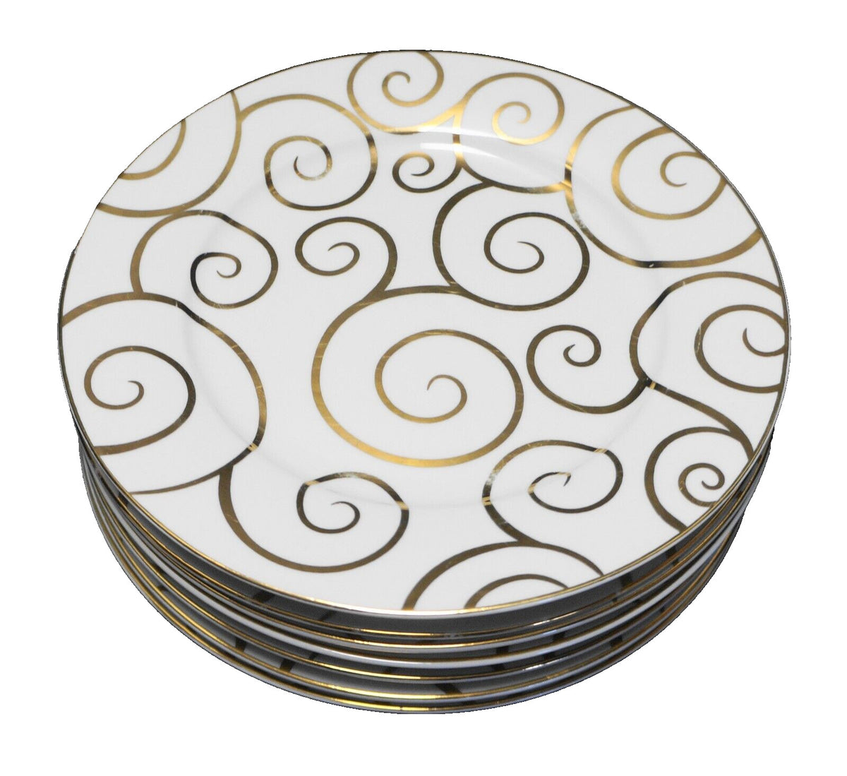 Pier 1 Gold Swirl Salad Plates Set of 7