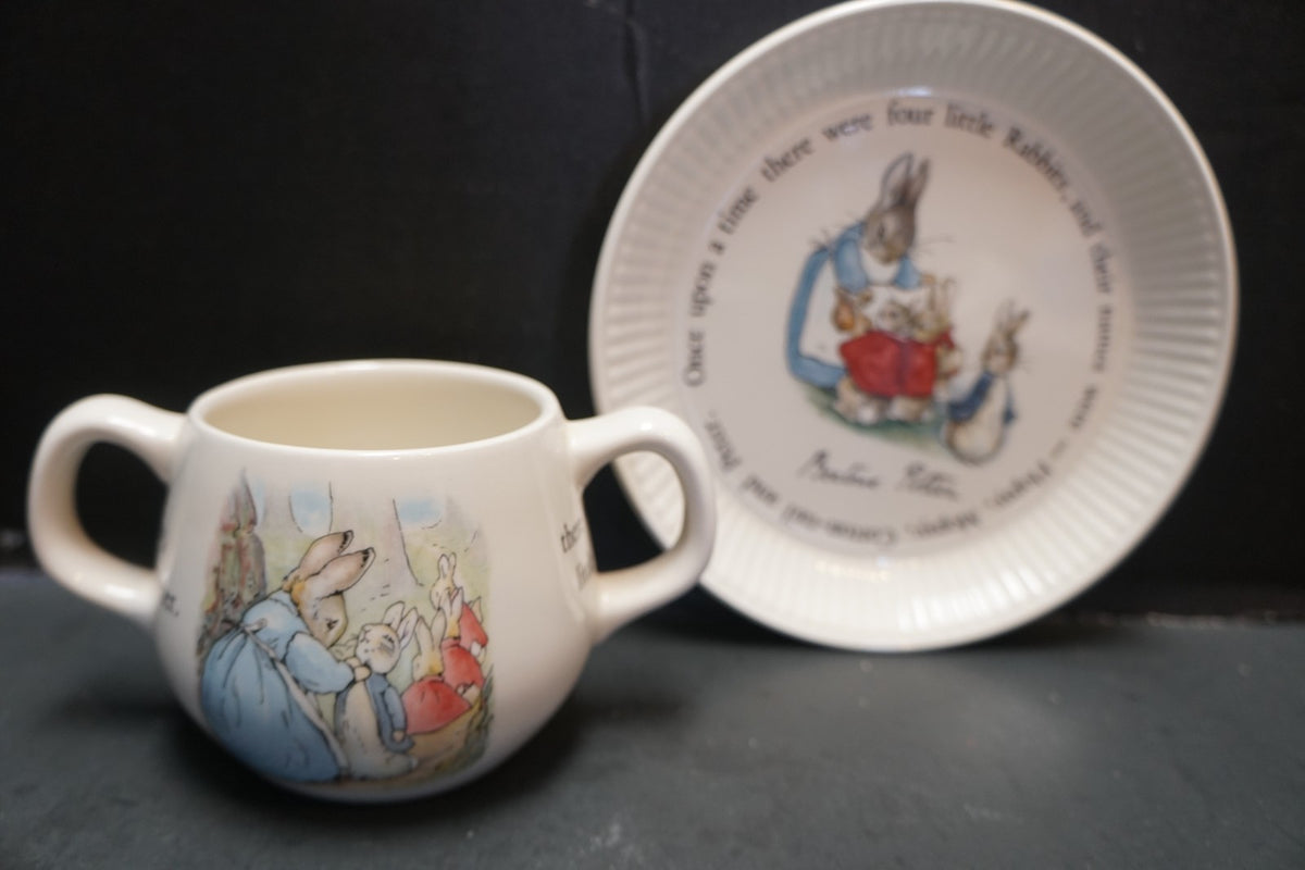 Wedgwood Beatrix Potter Double Handle Cup Compotier Dessert Plate Plate