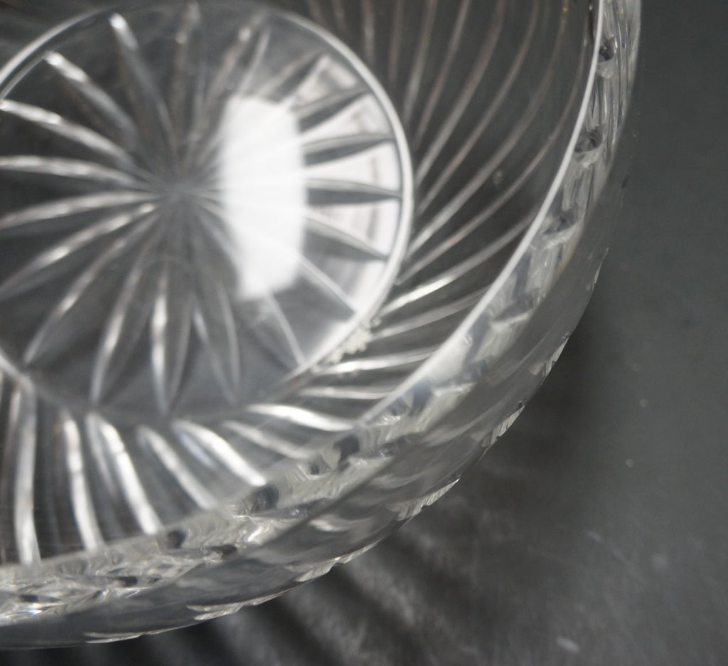 Badash Crystal 1980s Heavy Lead Crystal Diagonal Cut Serving Bowl 8 IN