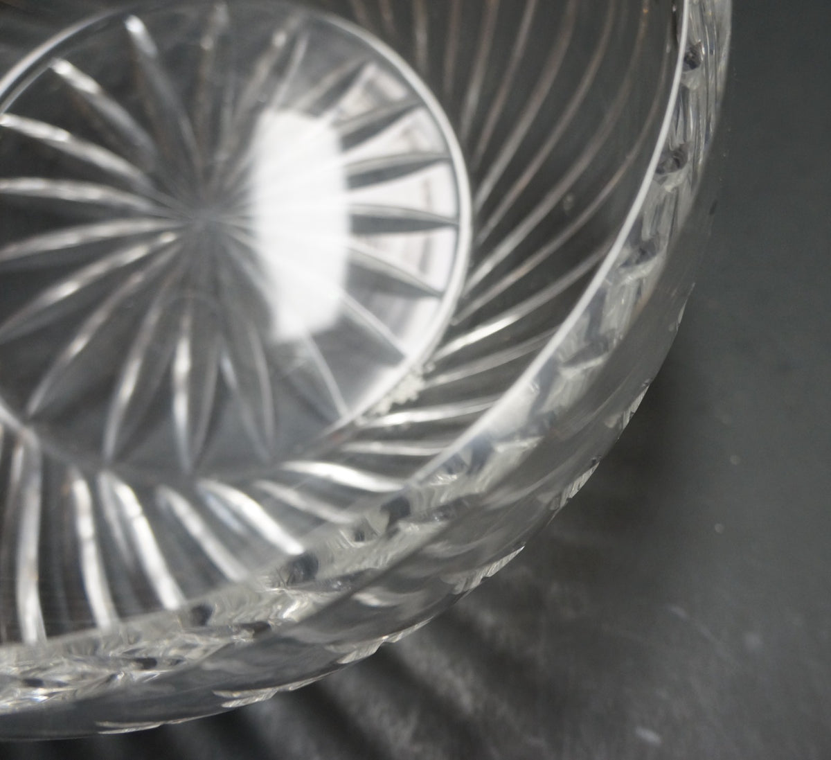 Badash Crystal 1980s Heavy Lead Crystal Diagonal Cut Serving Bowl 8 IN
