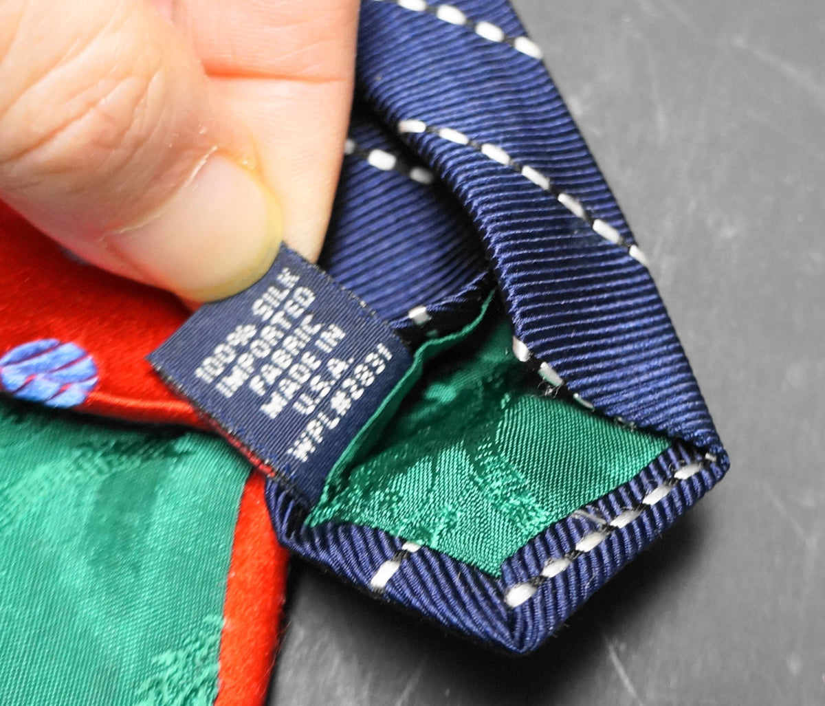 Tommy Hilfiger Red Silk Tie Blue Polka Dots Patriotic USA
