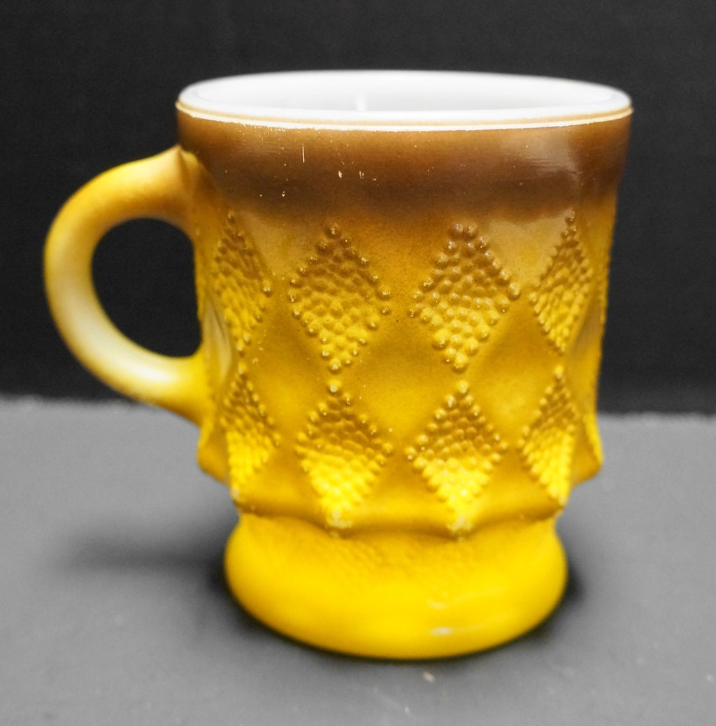 SOLD Fire-King Kimberly Mug Diamond Pane Yellow Brown Fade