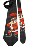 Looney Tunes Taz Santa Christmas Tie Black Silk 1996