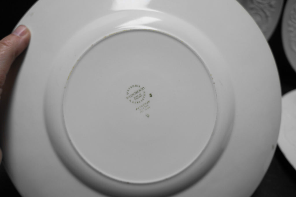 Wedgwood Patrician Cream Embossed Dinner Plates Set of 4 10 1/2 IN