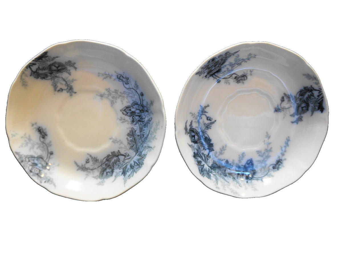 Johnson Bros Paris Blue Saucers Pair Royal Semi Porcelain England