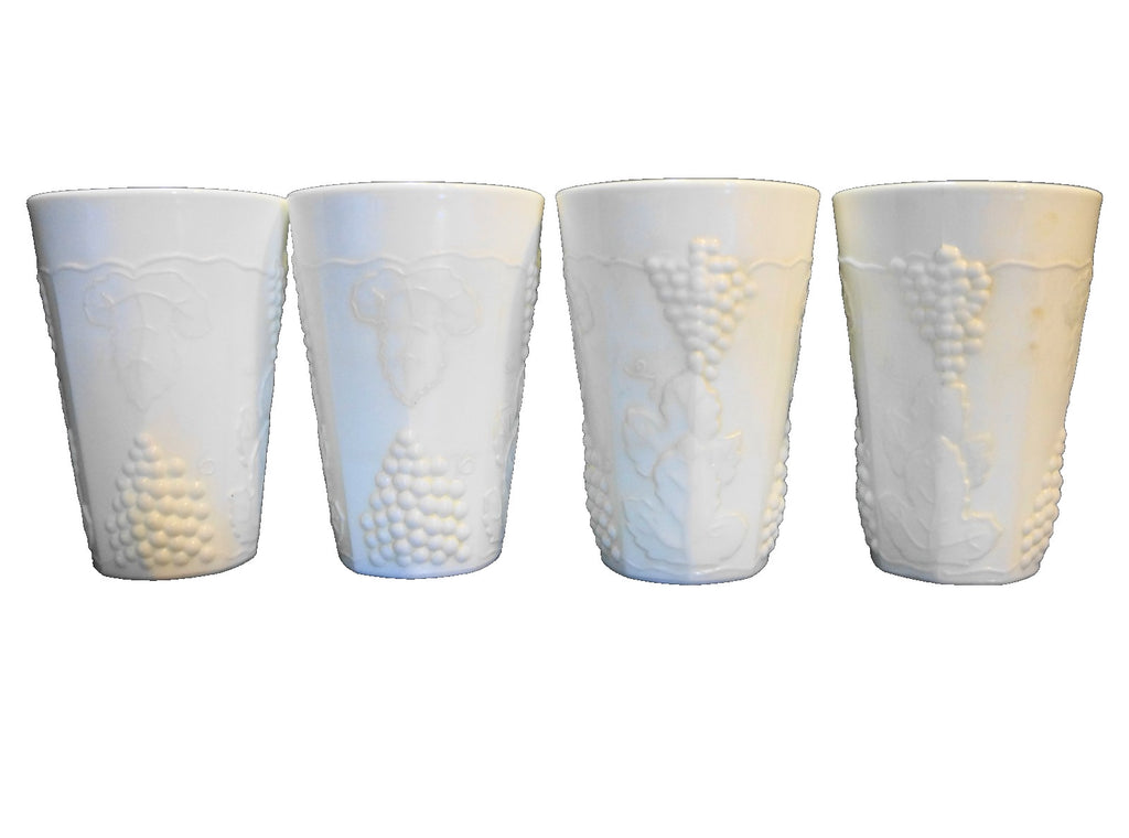 Indiana Harvest Grape Milk Glass Flat Tumblers Set of 4