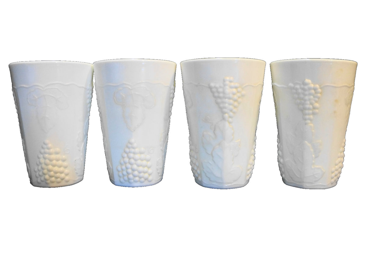 Indiana Harvest Grape Milk Glass Flat Tumblers Set of 4