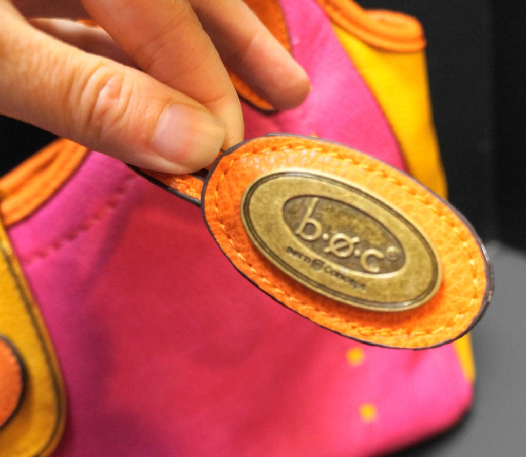 B.O.C. Born Concepts Color Block Fuschia Pink Goldenrod Orange Purse