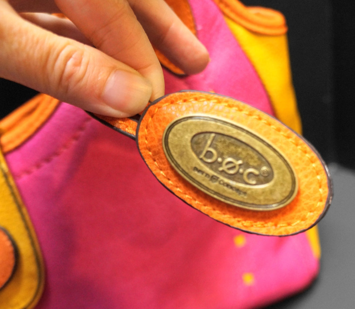 B.O.C. Born Concepts Color Block Fuschia Pink Goldenrod Orange Purse