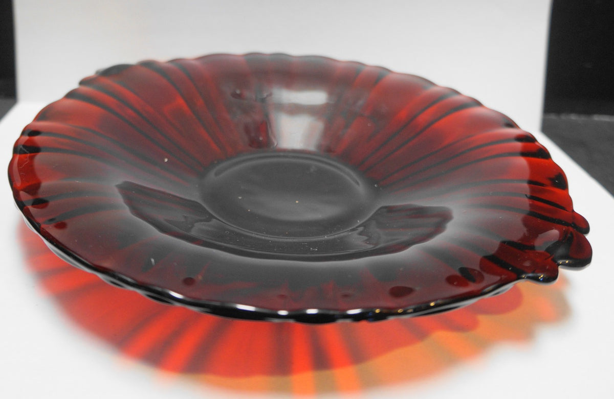 Anchor Hocking Old Cafe Royal Ruby Handled Round Tray