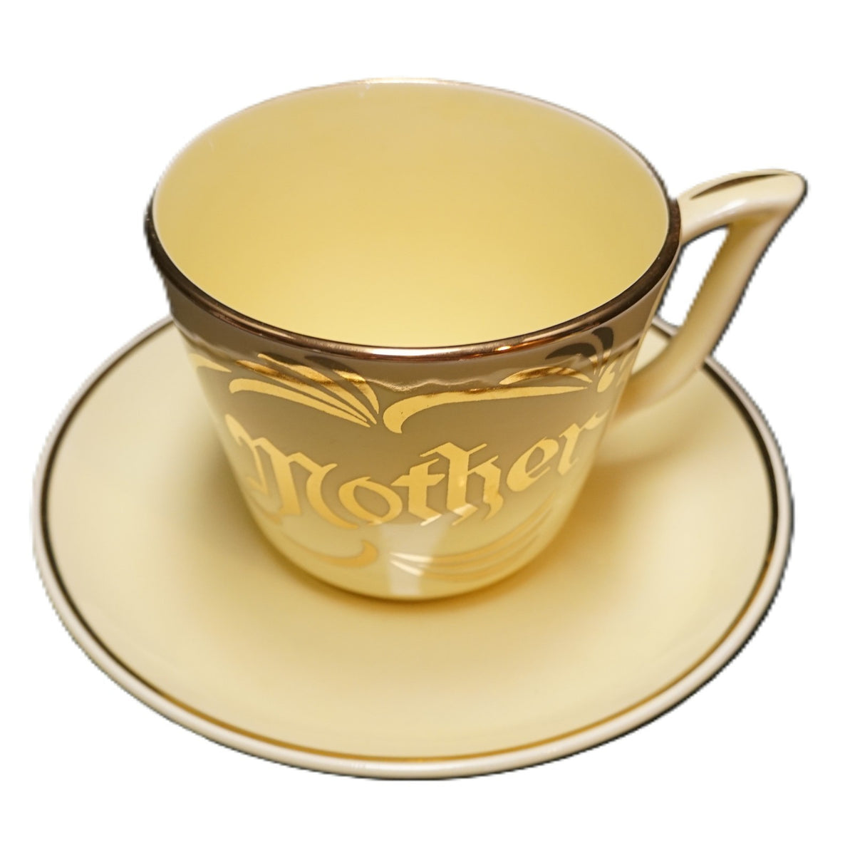 Pearl China Mother 22K Gold Decorated Oversize Cup Saucer 1950s