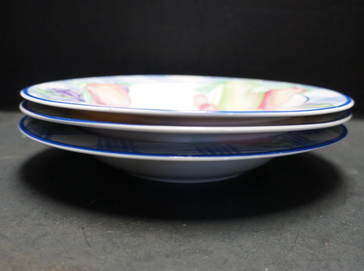 American Atelier Harvest Gingham Rimmed Soup Bowls Set of 3